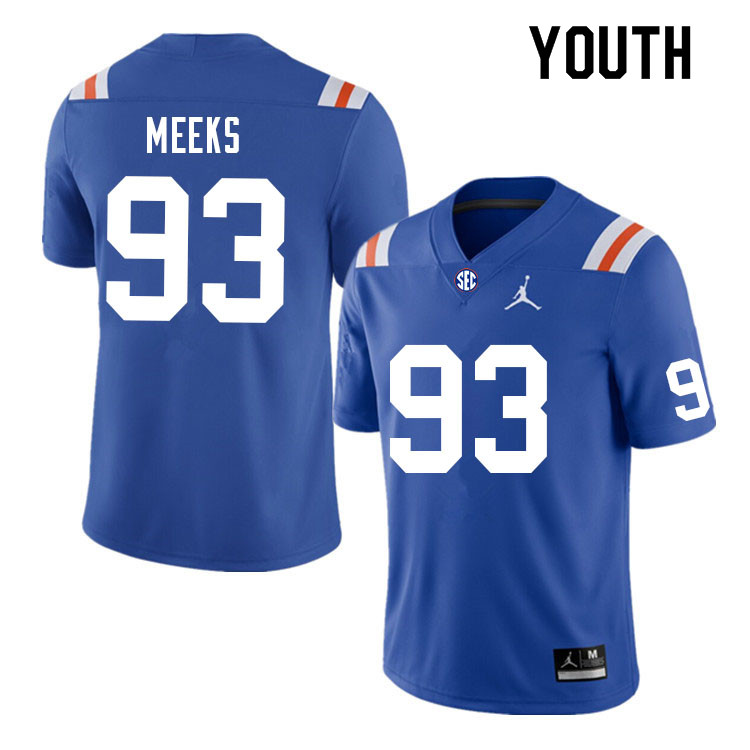 Youth #93 Dylan Meeks Florida Gators College Football Jerseys Sale-Throwback